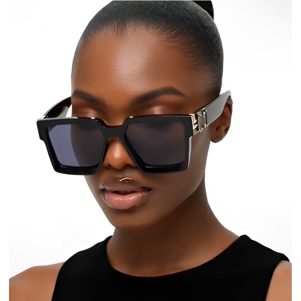 Women Black Oversized Square Sunglasses Luxury Fancy Elegant Style Shield Gafas